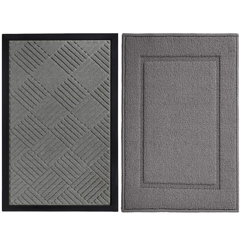 Weathermax Door Mat, 17x29 in, Gray