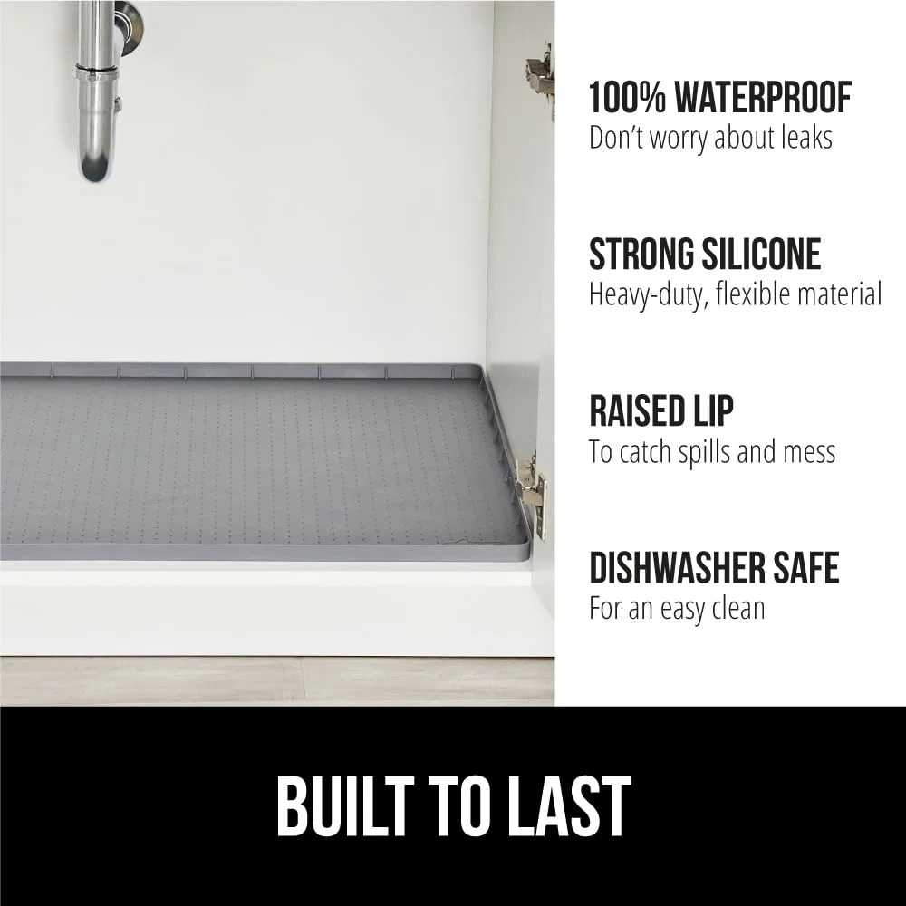 Waterproof Silicone under Sink Mat, 19x22 in, Black