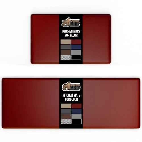 Cushioned Kitchen Mat, 17x48 in, Red