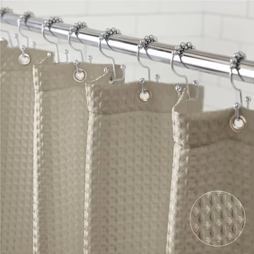 Beige Waffle Style Shower Curtain, 72x72 in
