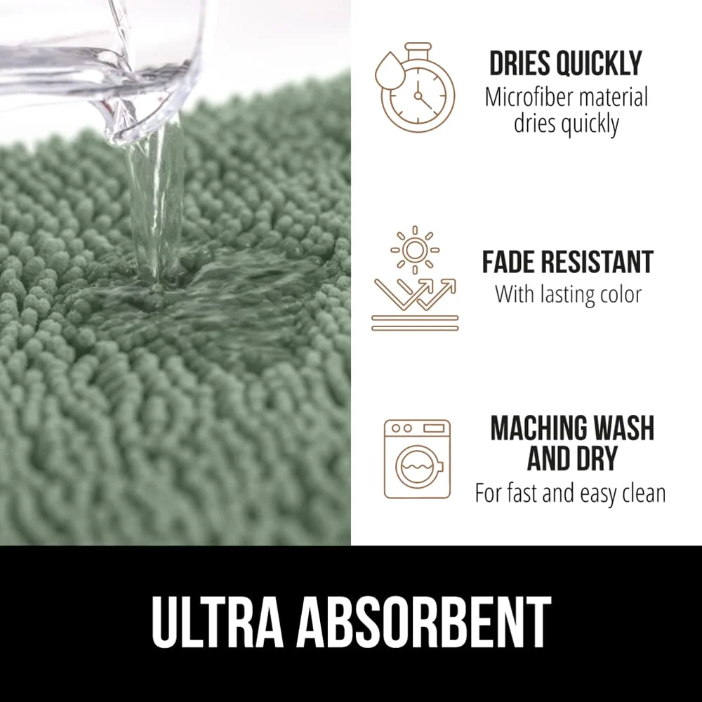 Chenille Bath and Waffle Shower, 36x24 in, Sage