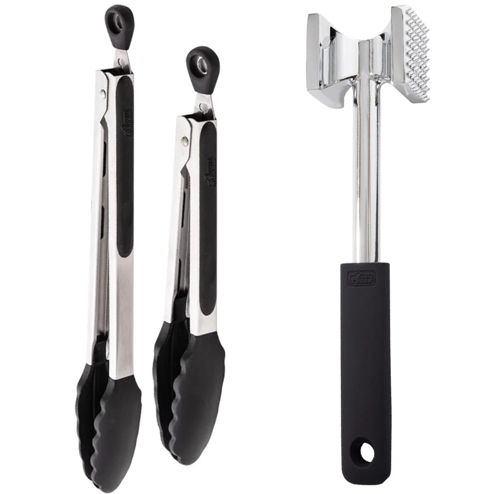 Stainless Steel Silicone Tongs, 2-pack, Black