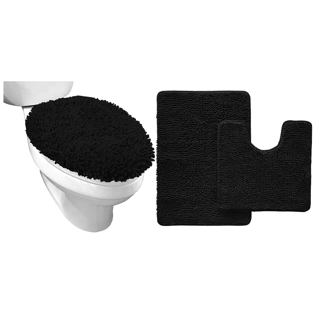 Toilet Lid Cover and Area, 17.5x15 in, Black