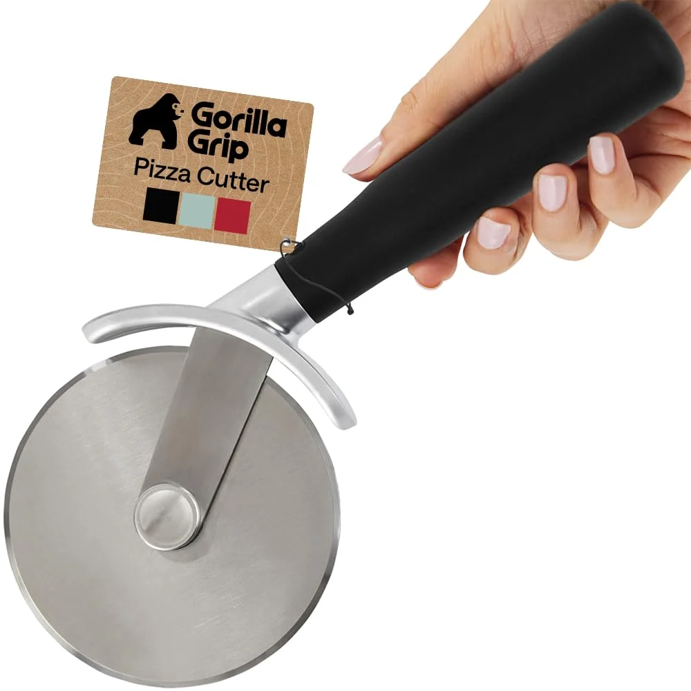 Patented Stainless Steel Pizza Cutter, Large, Black
