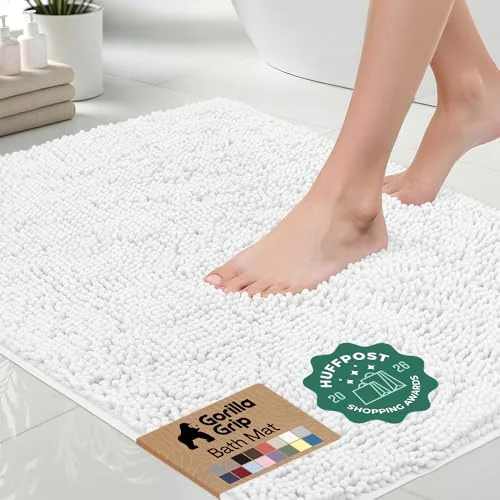 Bath Rug Mat, 24x17 in, White