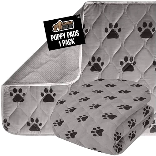 Washable Puppy Pad, 46x28 in, Paw Gray