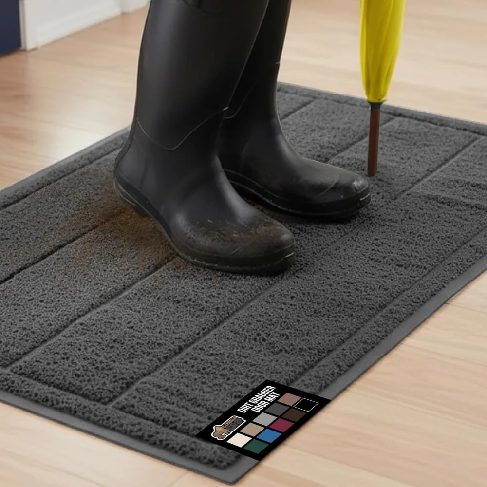 Dirt Grabber Door Mat, 35x23 in, Dark Gray