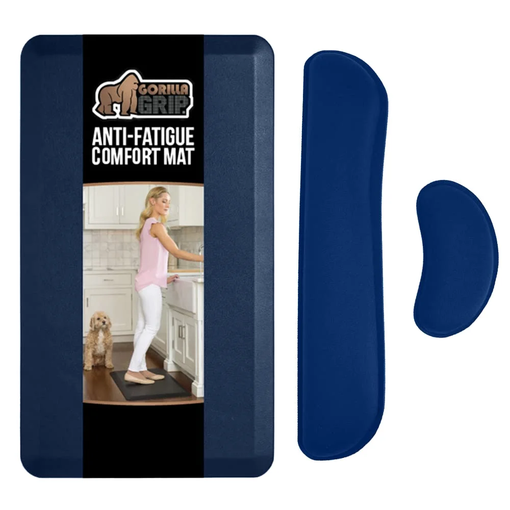Antifatigue Mat and Wrist Rest, 32x20 in, Medium, Navy