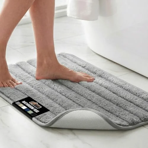 Memory Foam Bathroom Rug, 24x16 in, Grey