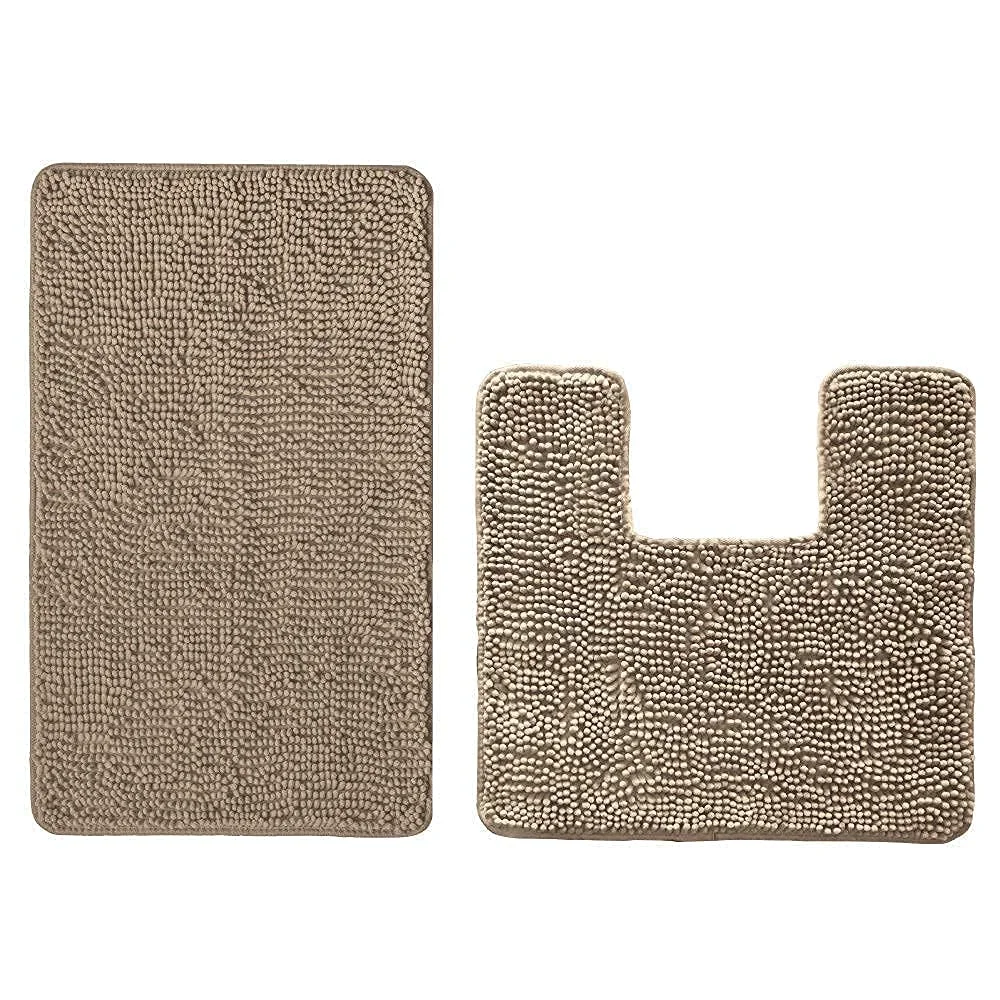 Bath Rug and Square U-shape, 30x20 in, Beige