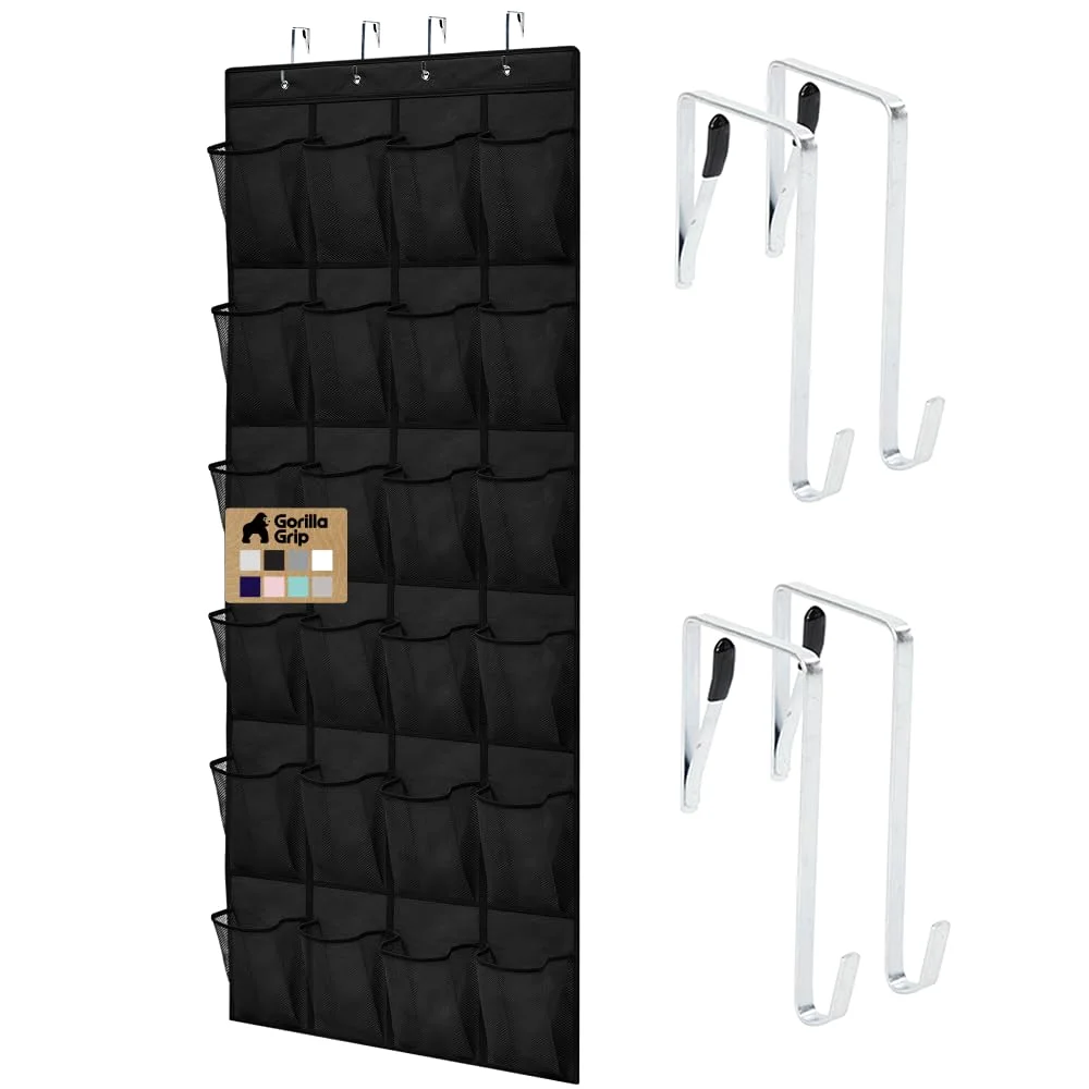 Over the Door Shoe Organizer, 24 pockets, Black