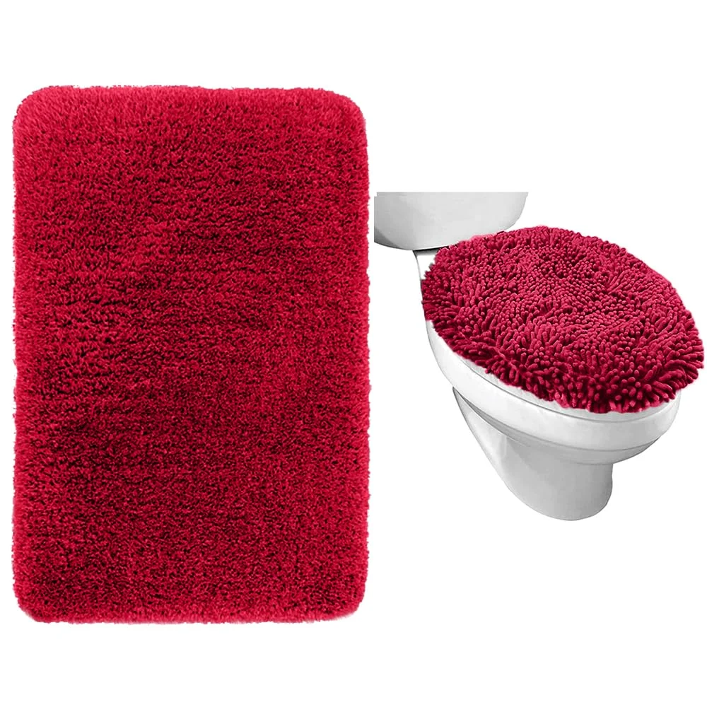 Premium Luxury Bath Rug, 24x17 in, Red