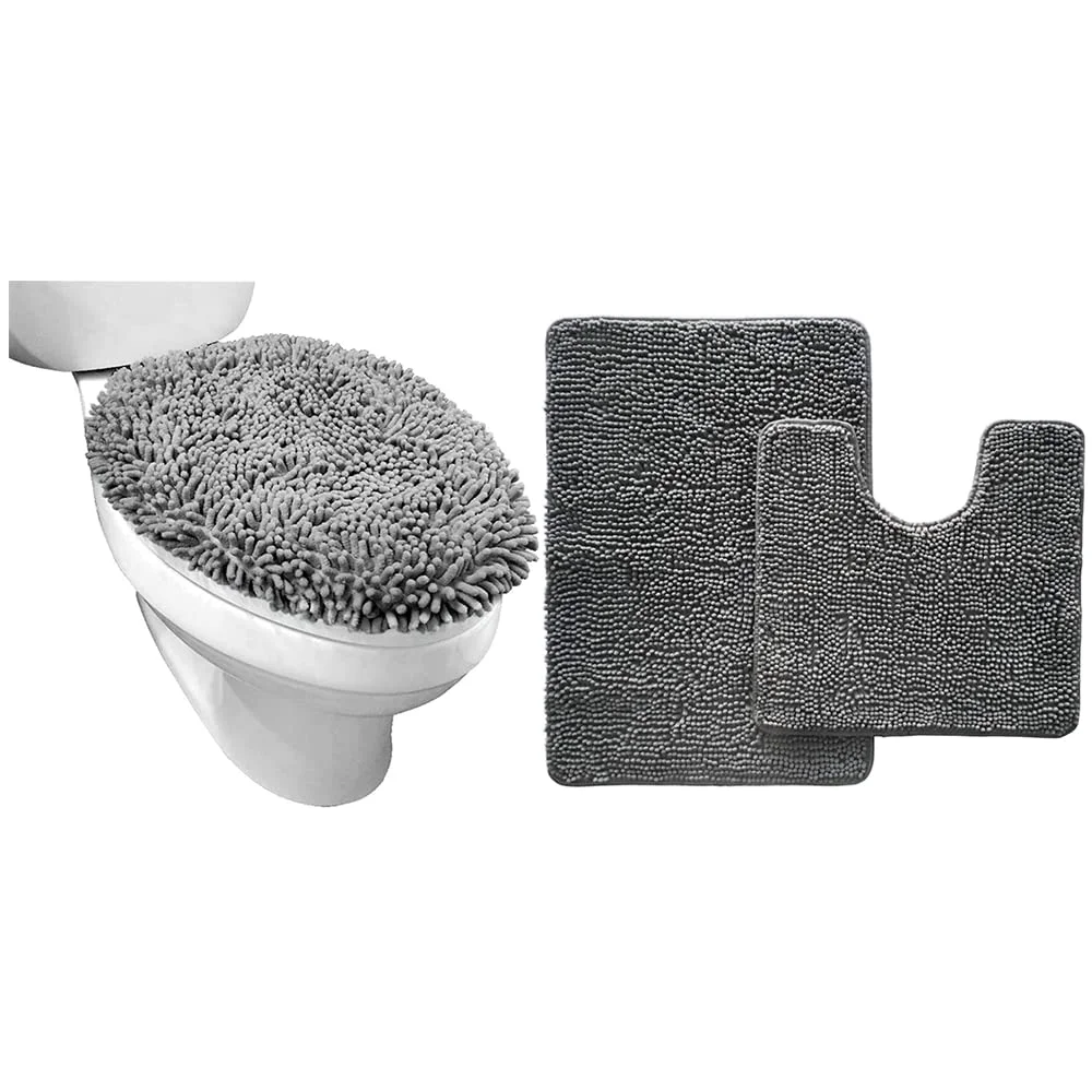 Toilet Lid Cover and Area, 17.5x15 in, Grey