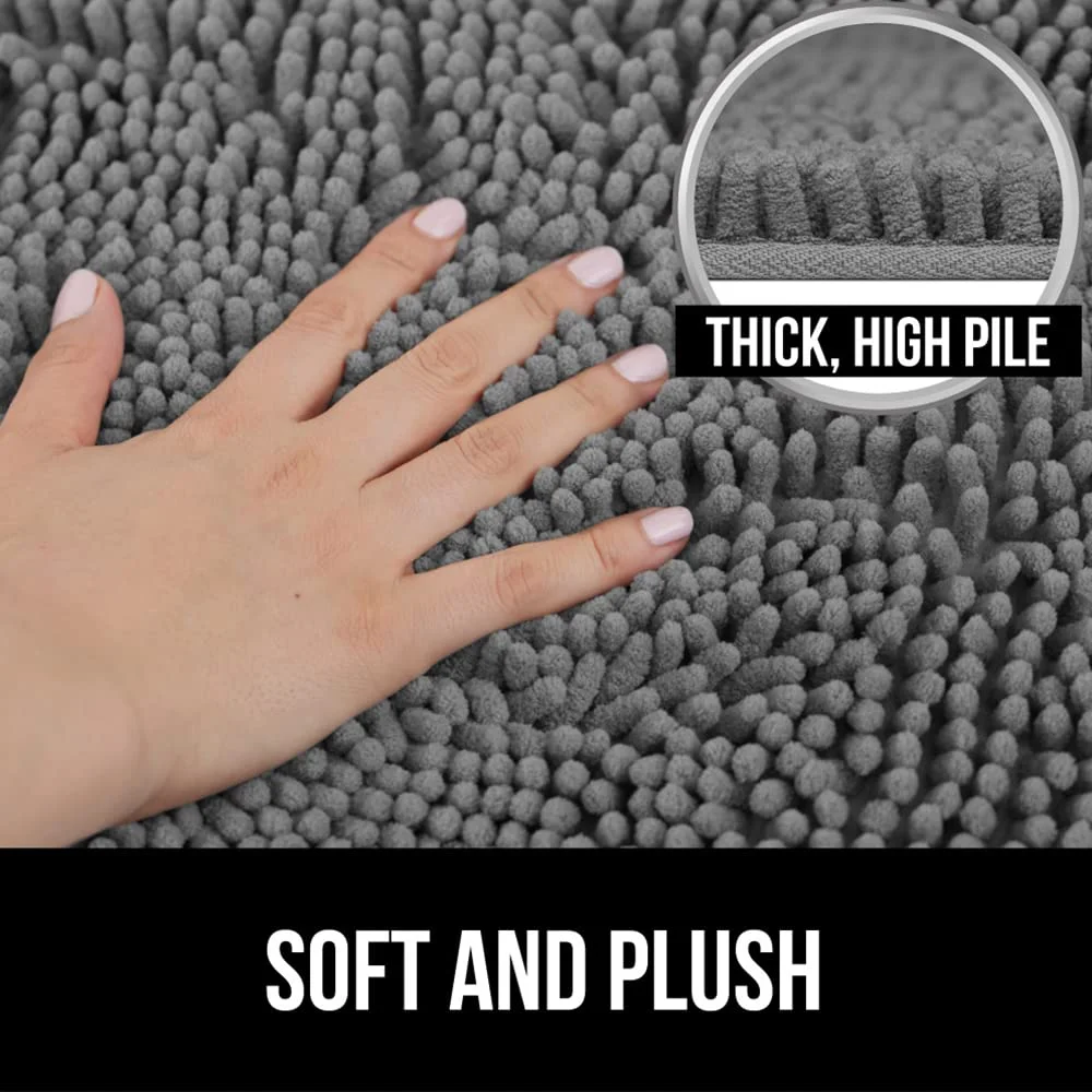 Bath Mat and Waffle Shower, 30x20 in, Grey