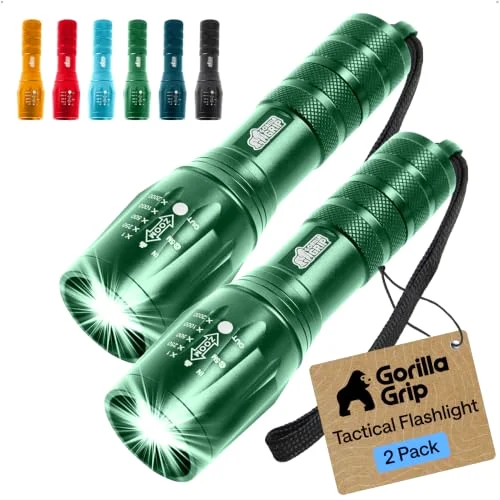 Powerful Led Handheld Tactical Flashlight, 2-pack, Green