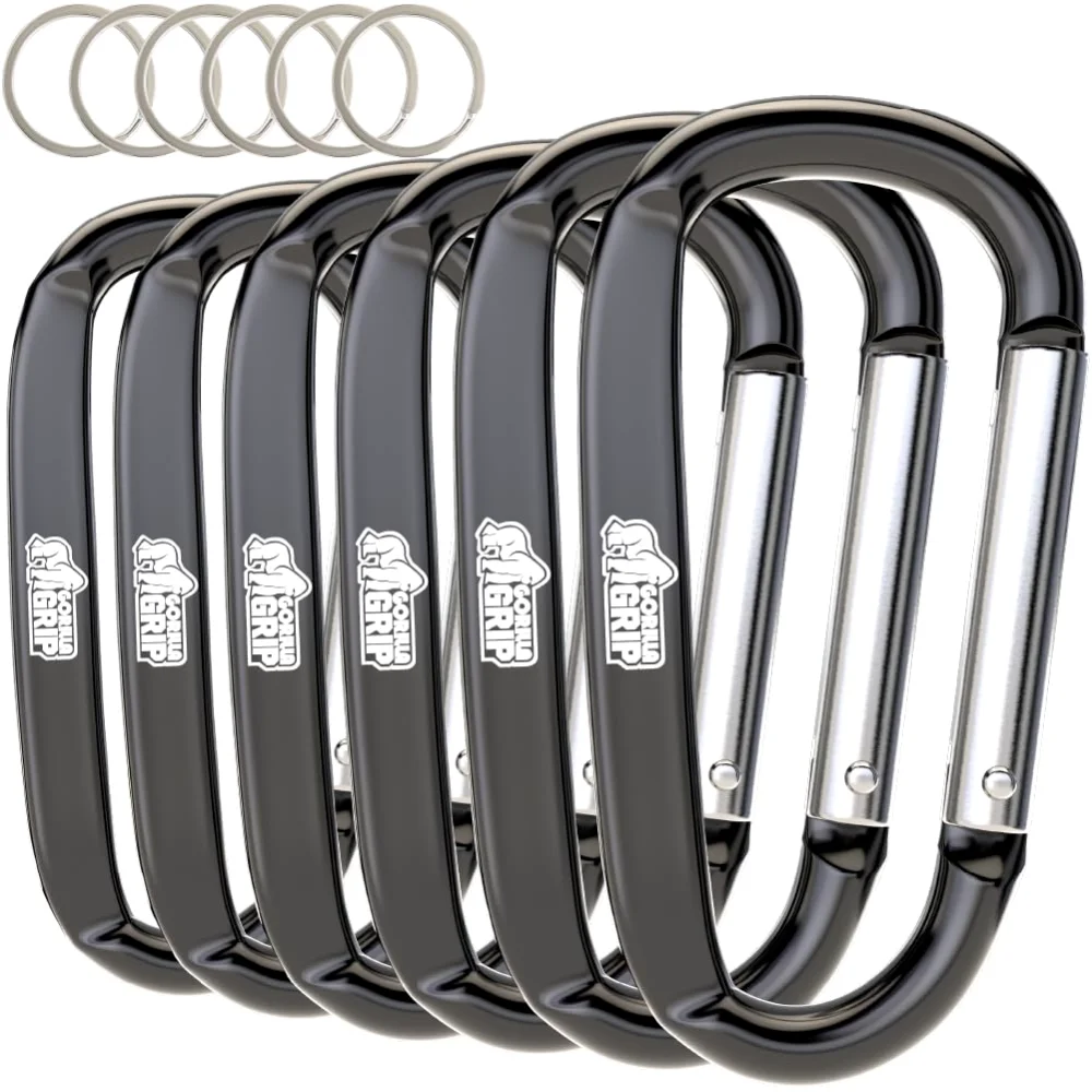 Carabiner Clip, holds 170 lb, Black