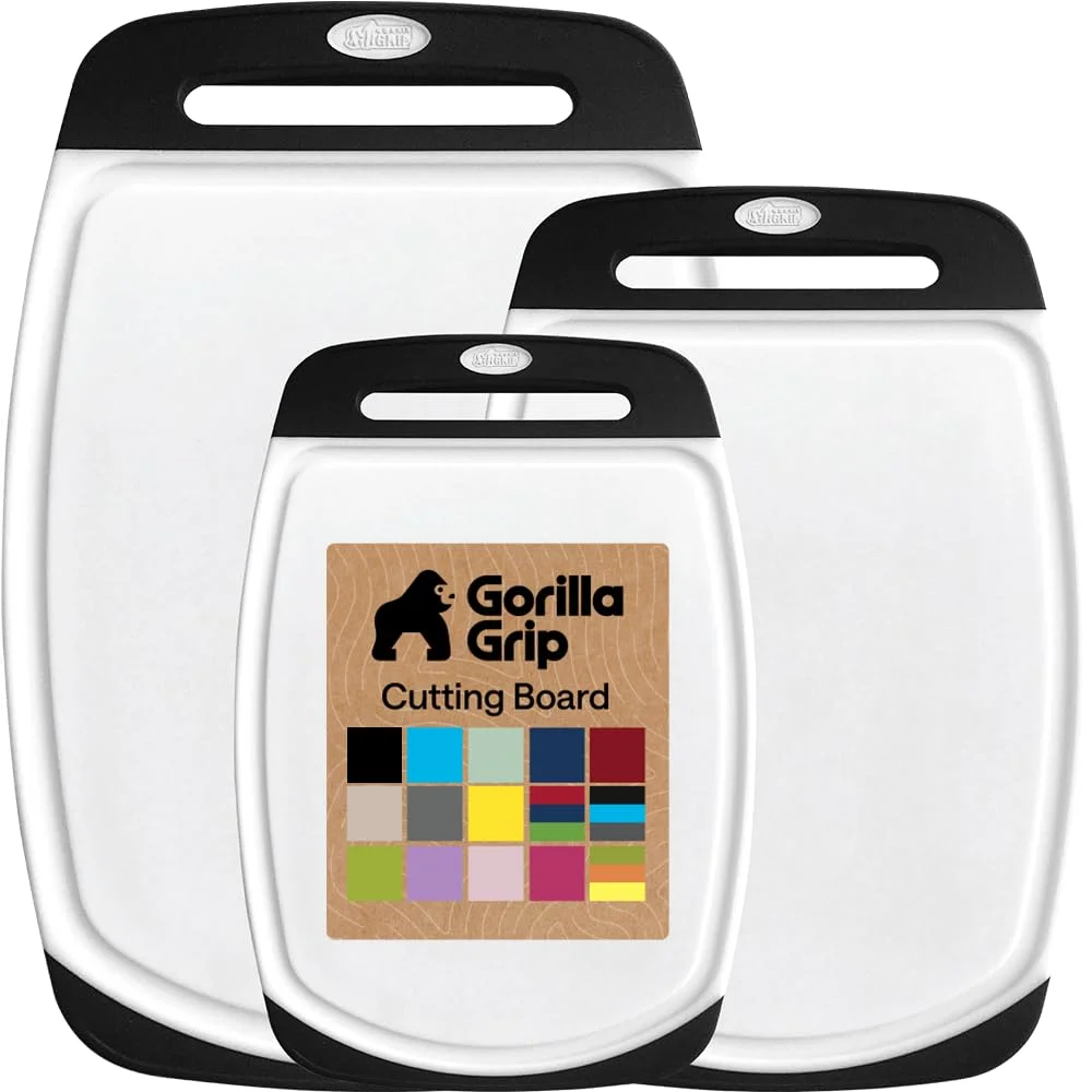 Bpa-free Reversible Kitchen Cutting Board, 3-pack, Black