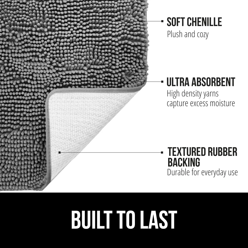 Bath Rug and Square U-shape, 60x24 in, Grey