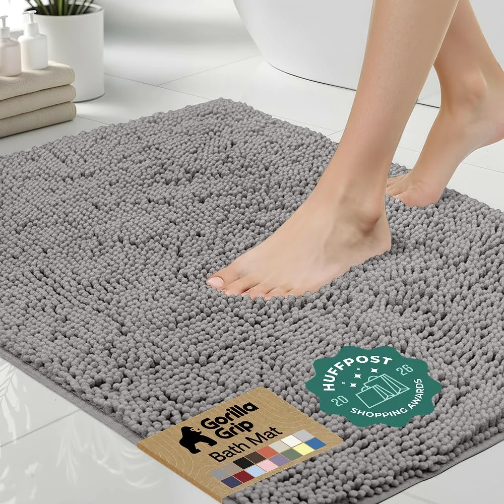 Bath Rug Mat, 24x17 in, Grey