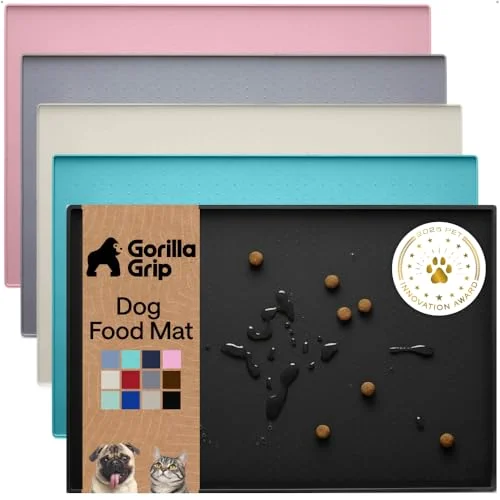 Dog Food Mat, 18.5x11.5 in, Black