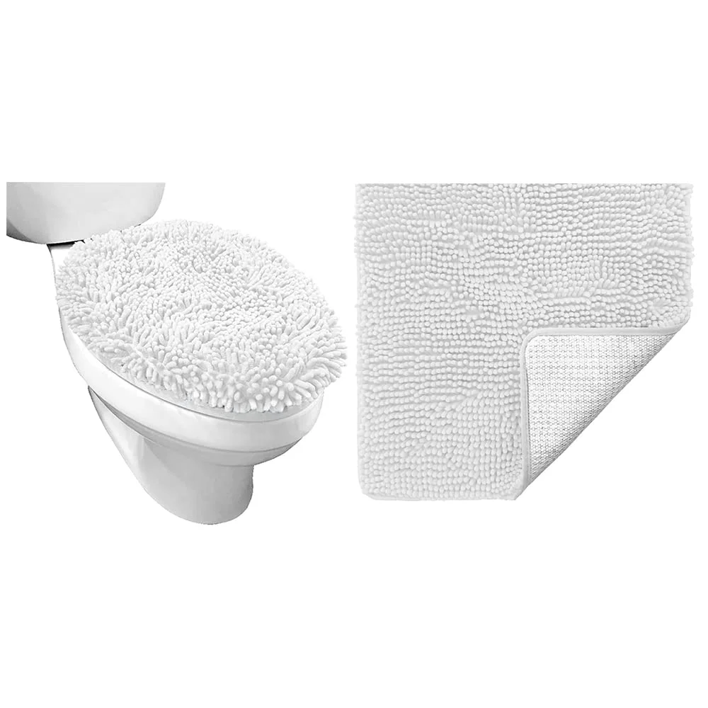 Toilet Lid Cover and Bath, 17.5x15 in, White