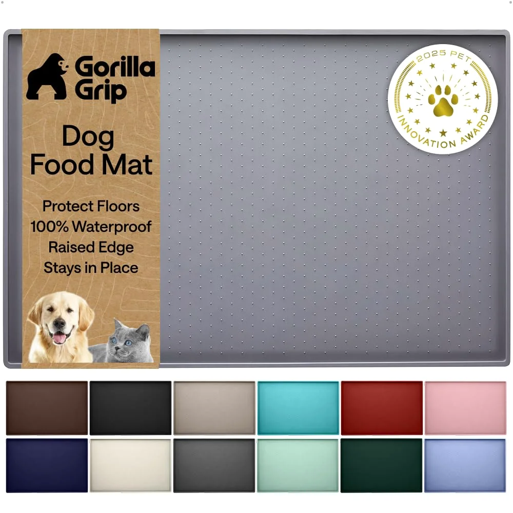 Dog Food Mat, 18.5x11.5 in, Gray