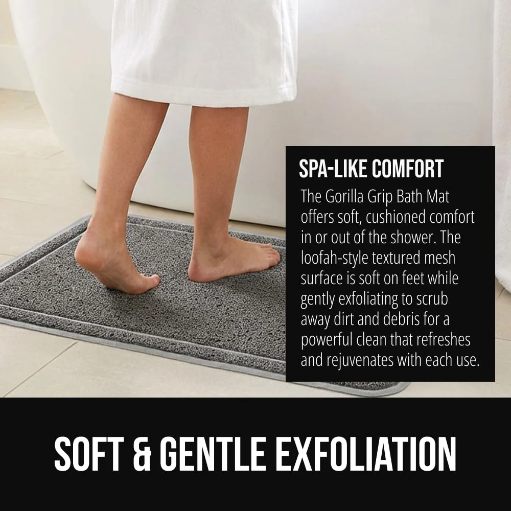 Loofah Shower Mat, 24x16 in, Grey