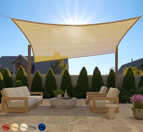 Heavy Duty Sun Shade Sail, 6x10 ft, Sand