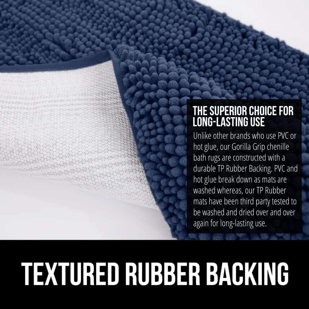 Chenille Bath and Waffle Shower, 36x24 in, Navy