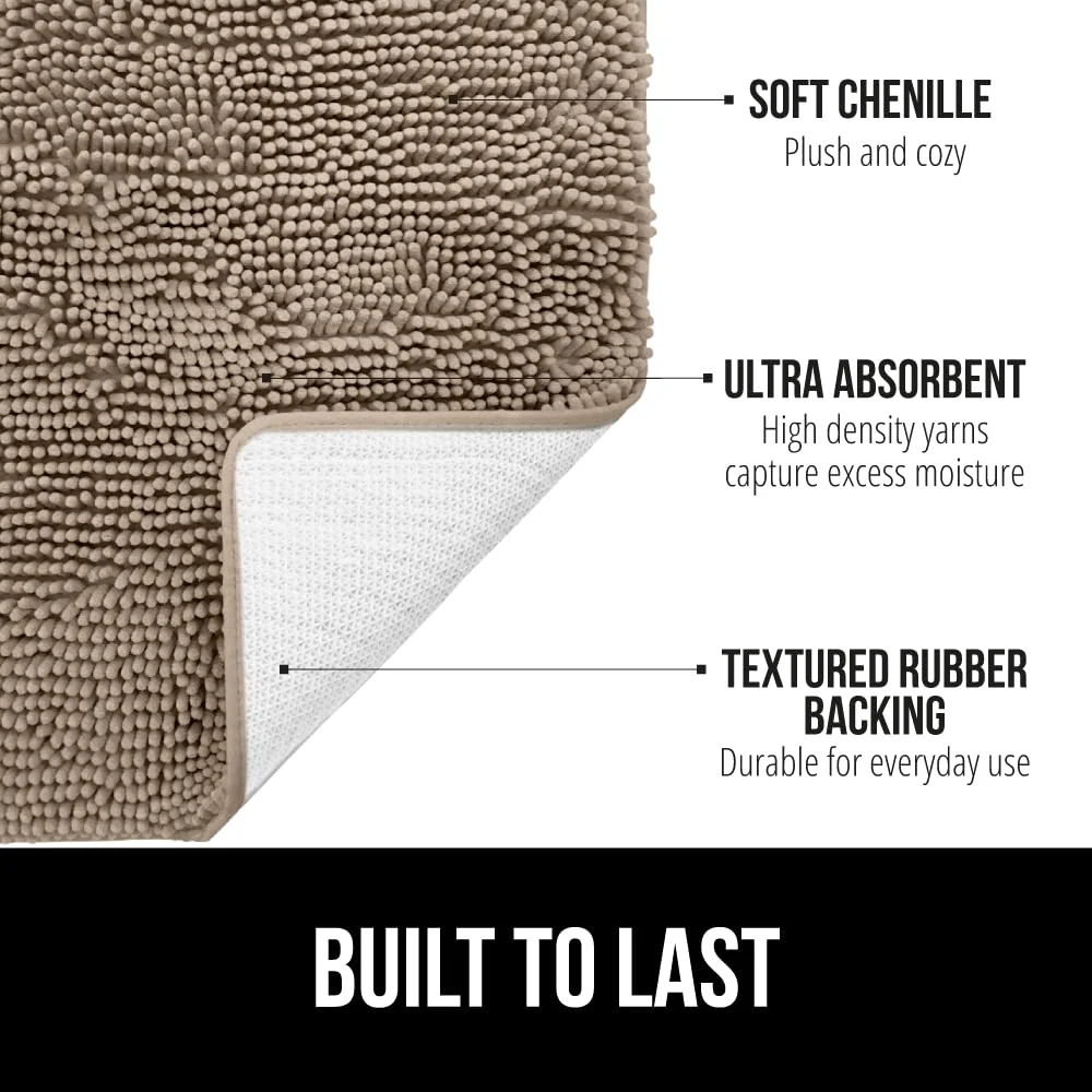 Chenille Bath and Waffle Shower, 24x17 in, Beige