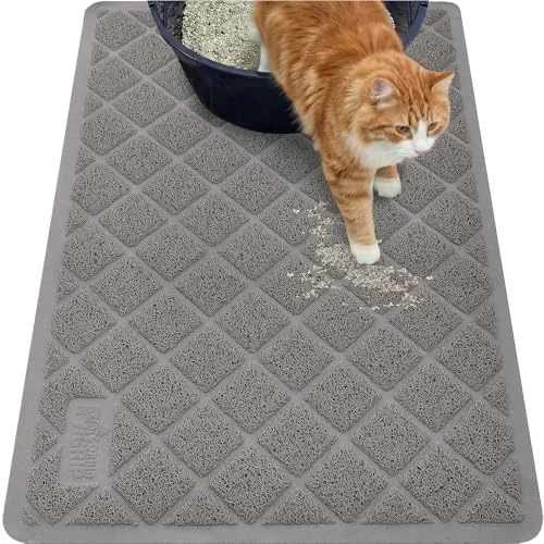 Cat Litter Box Mat, 35x23 in, Grey