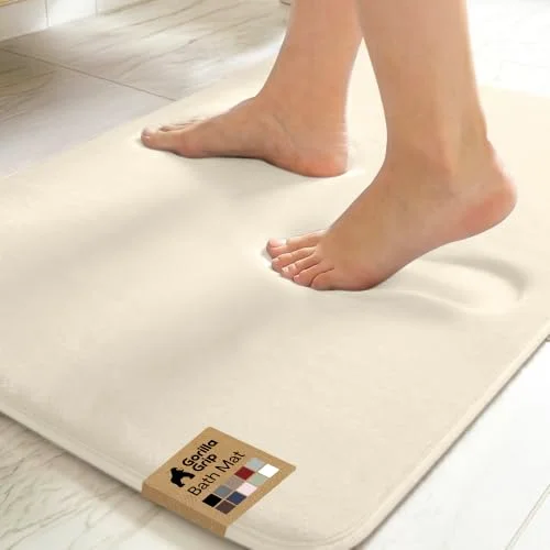 Memory Foam Bath Rug, 24x17 in, Cream