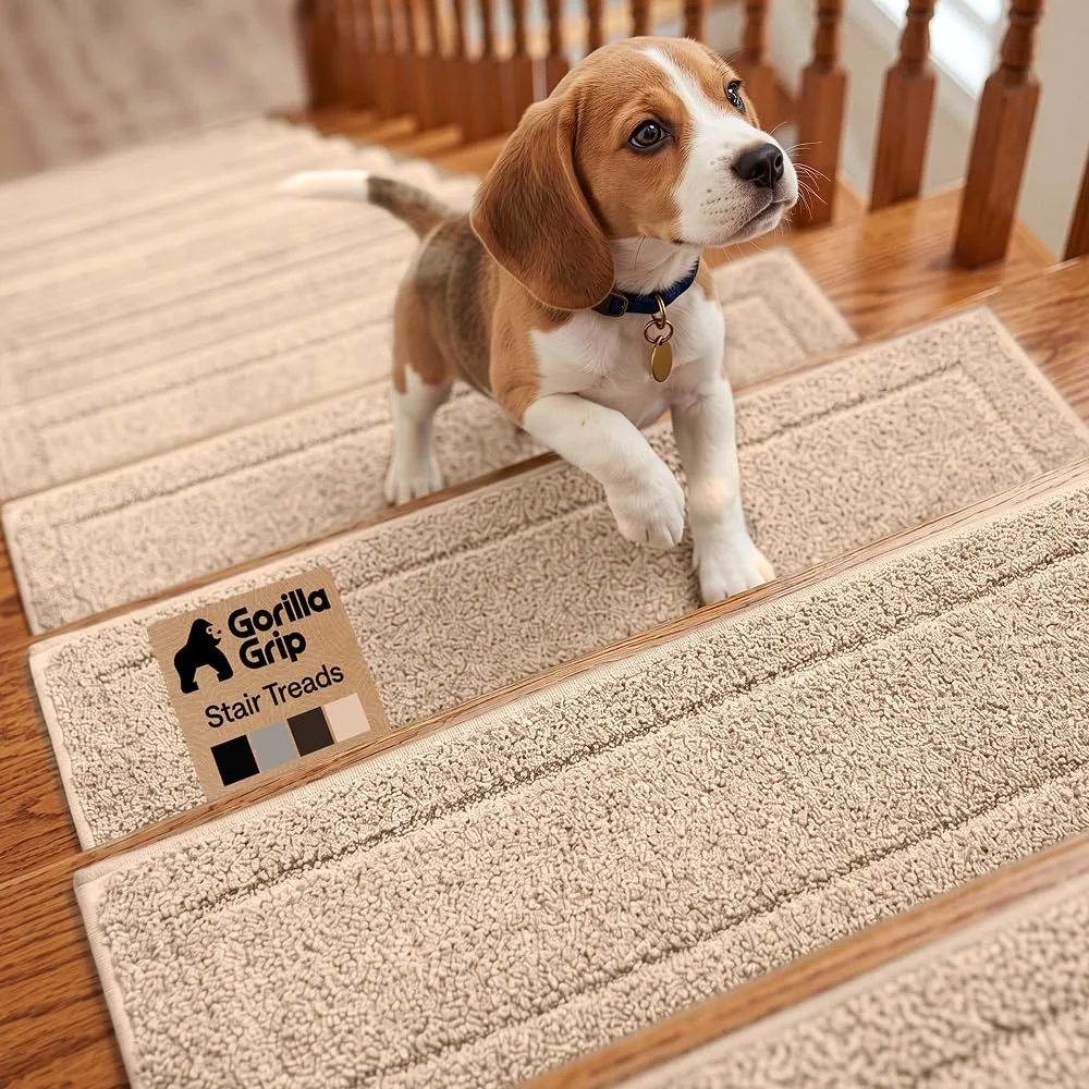 Peel and Stick Stair Tread, 8x28 in, Beige
