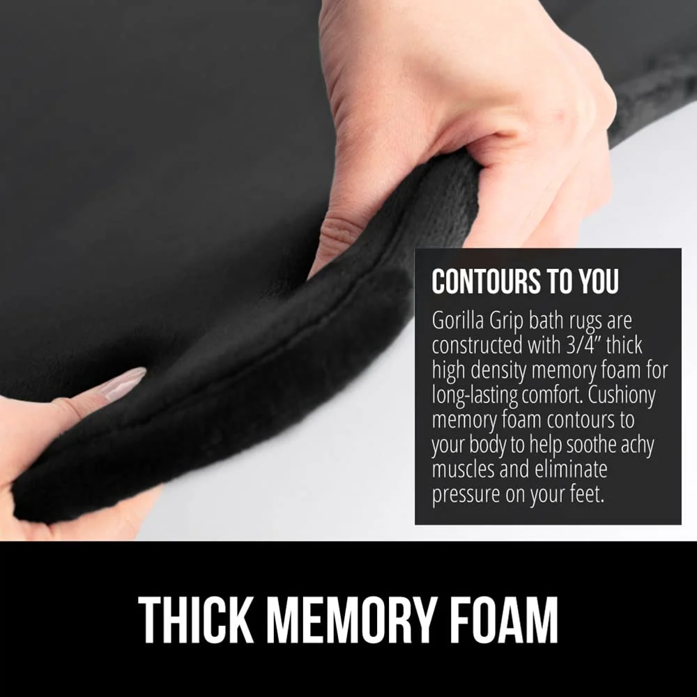 Memory Foam Bath Rug, 24x17 in, Black