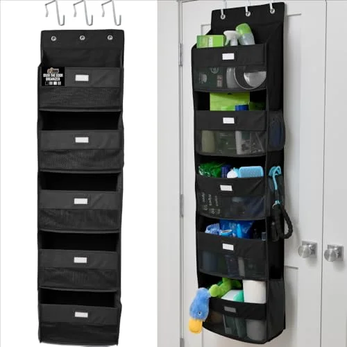 Over the Door Organizer Storage, 58x15 in, holds 50 lb, Black