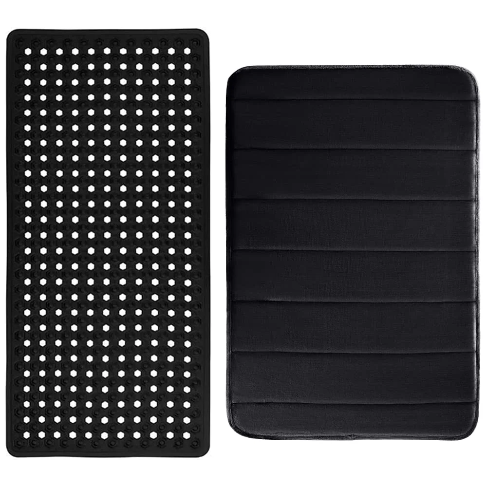 Patented Shower and Bath Mat, 35x16 in, Black